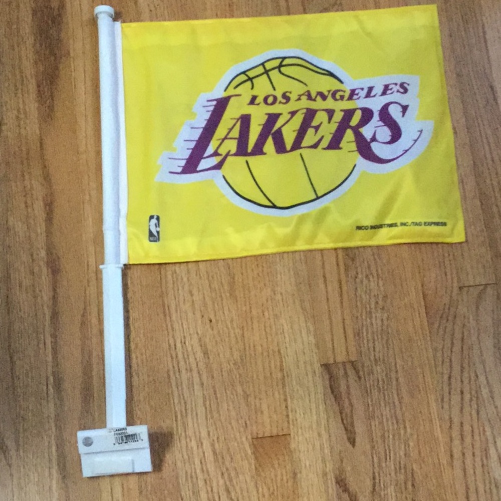 Los Angeles Lakers Yellow Car Flag